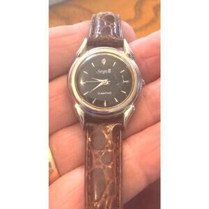 VTG Women's Sergio II Diamond watch, F-1AAB1, Silver Tone with Black Face